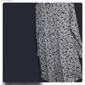 J. Crew Navy and White Leaf Print Shirt